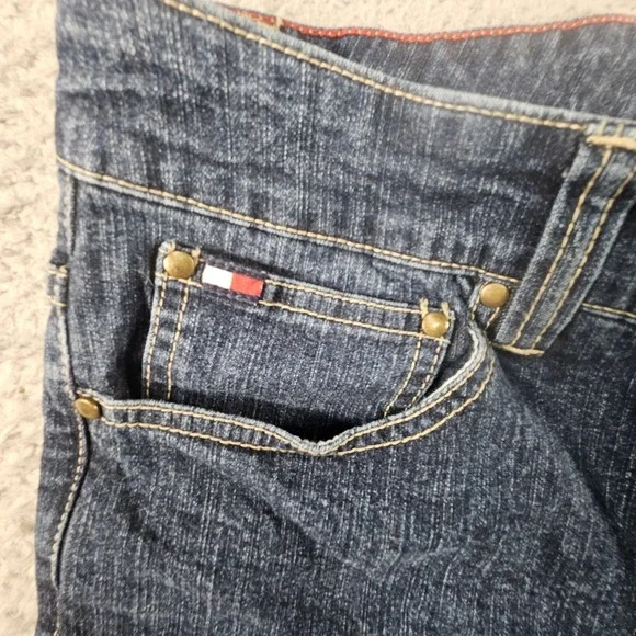 Vtg Tommy Hilfiger high rise jeans Womens 12 Denim Floral Embroidered Y2K 2000s - Picture 5 of 16